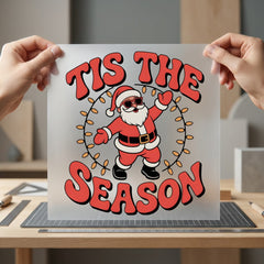 Tis Season Groovy Santa Christmas Retro Ready to Press DTF Transfer for Dtf