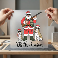 Tis Season Hunting Santa Christmas Mom Ready to Press DTF Transfer for Dtf