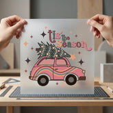 Tis Season Retro Car Christmas Vintage Ready to Press DTF Transfer for Dtf