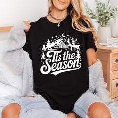 Tis Season Winter Cabin Christmas Winter Ready to Press DTF Transfer for Dtf