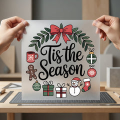 Tis Season Wreath Christmas Christmas Ready to Press DTF Transfer for Dtf