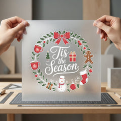 Tis Season Wreath Holiday Christmas Ready to Press DTF Transfer for Dtf