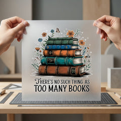 Too Many Books Cozy Vintage Retro Ready to Press DTF Transfer for Dtf