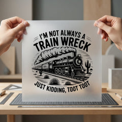 Train Wreck Quote Humorous Dad Funny Ready to Press DTF Transfer for Dtf