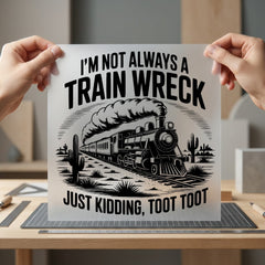 Train Wreck Quote Humorous Dad Funny Ready to Press DTF Transfer for Dtf