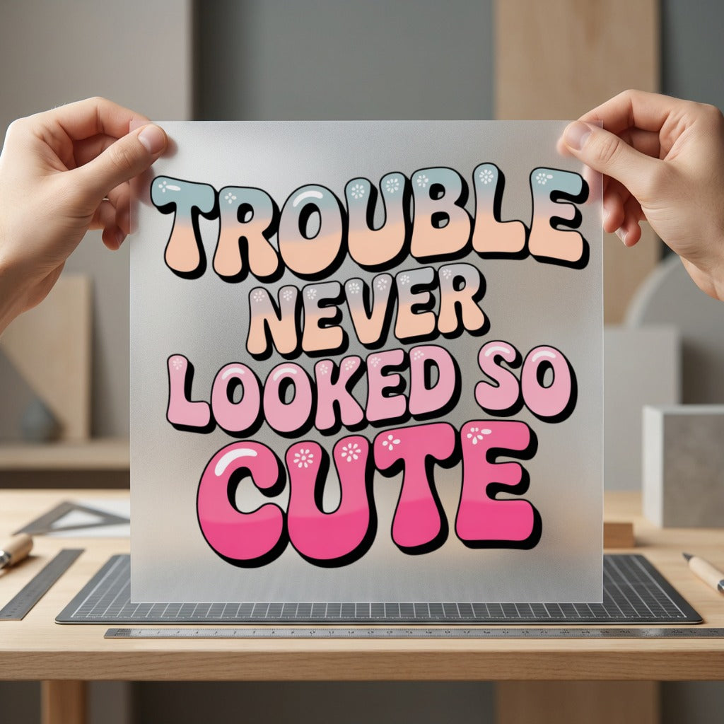 Trouble Never Looked Retro Retro Aesthetic Ready to Press DTF Transfer for Dtf