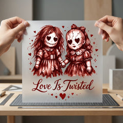 Twisted Love Creepy Dolls Halloween Vintage Ready to Press DTF Transfer for Dtf