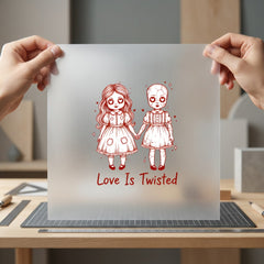 Twisted Love Dolls Gothic Halloween Valentine Ready to Press DTF Transfer for Dtf