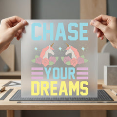Unicorn Chase Dreams Motivational Aesthetic Ready to Press DTF Transfer for Dtf