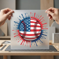 Usa Flag Baseball Splash 4th Of July Usa Ready to Press DTF Transfer for Dtf