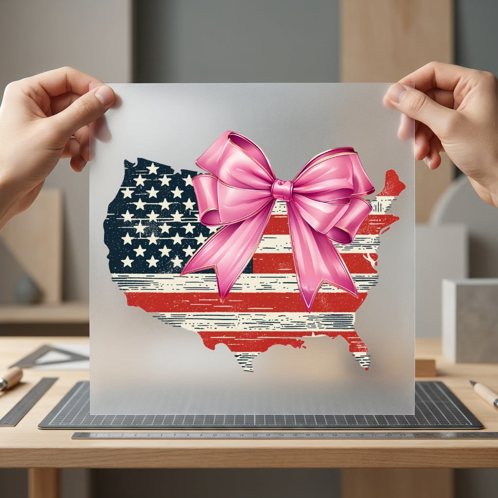 Usa Flag Map Pink 4th Of July Patriotic Ready to Press DTF Transfer for Dtf