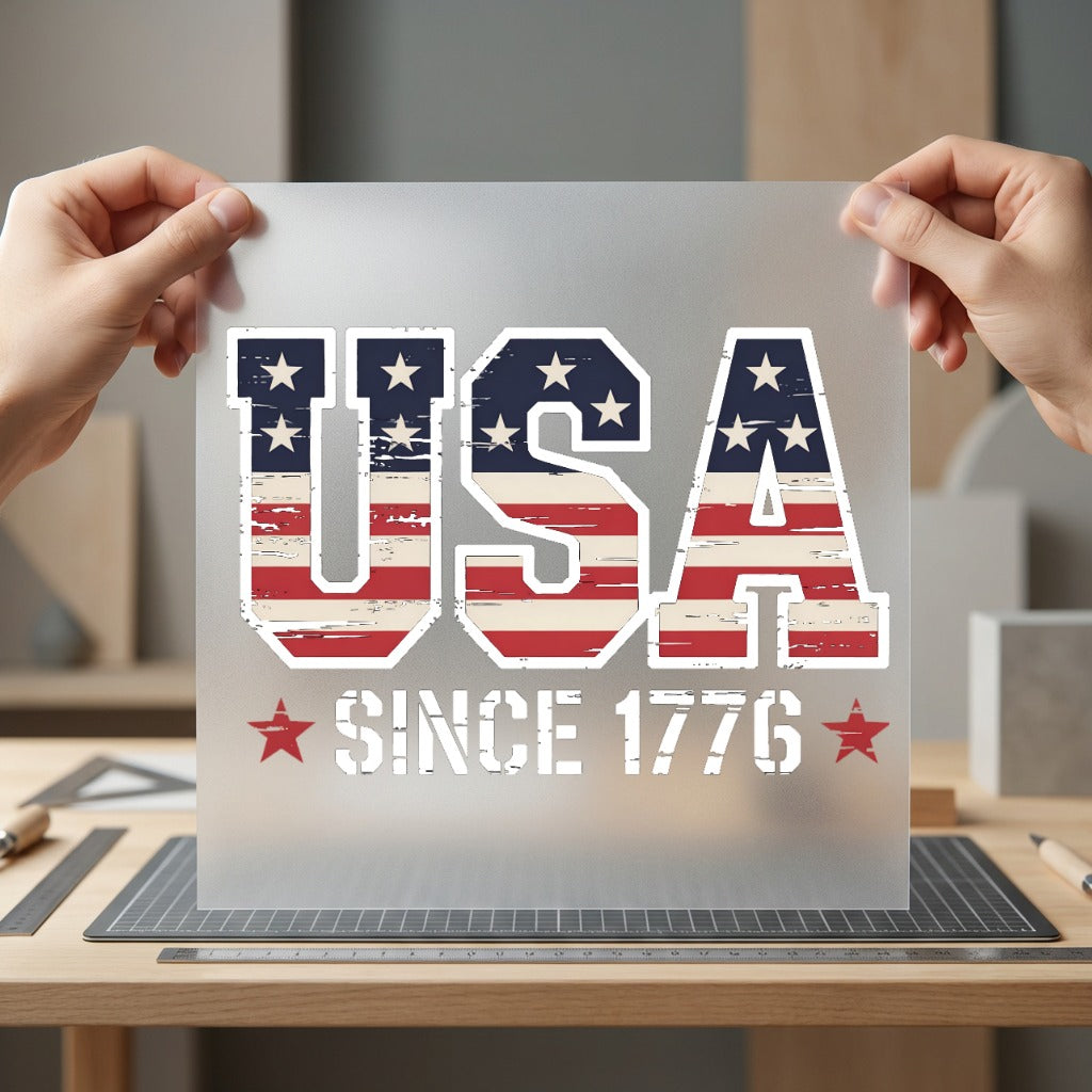 Usa Since Distressed Flag 4th Of July Patriotic Ready to Press DTF Transfer for Dtf