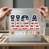 Usa Since Distressed Flag 4th Of July Patriotic Ready to Press DTF Transfer for Dtf