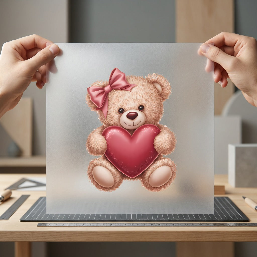 Valentine Bear Heart Diy Valentine Ready to Press DTF Transfer for Dtf