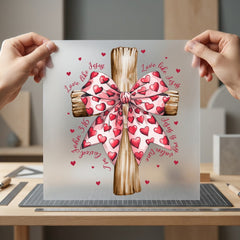 Valentine Cross Hearts Christian Christian Faith Ready to Press DTF Transfer for Dtf