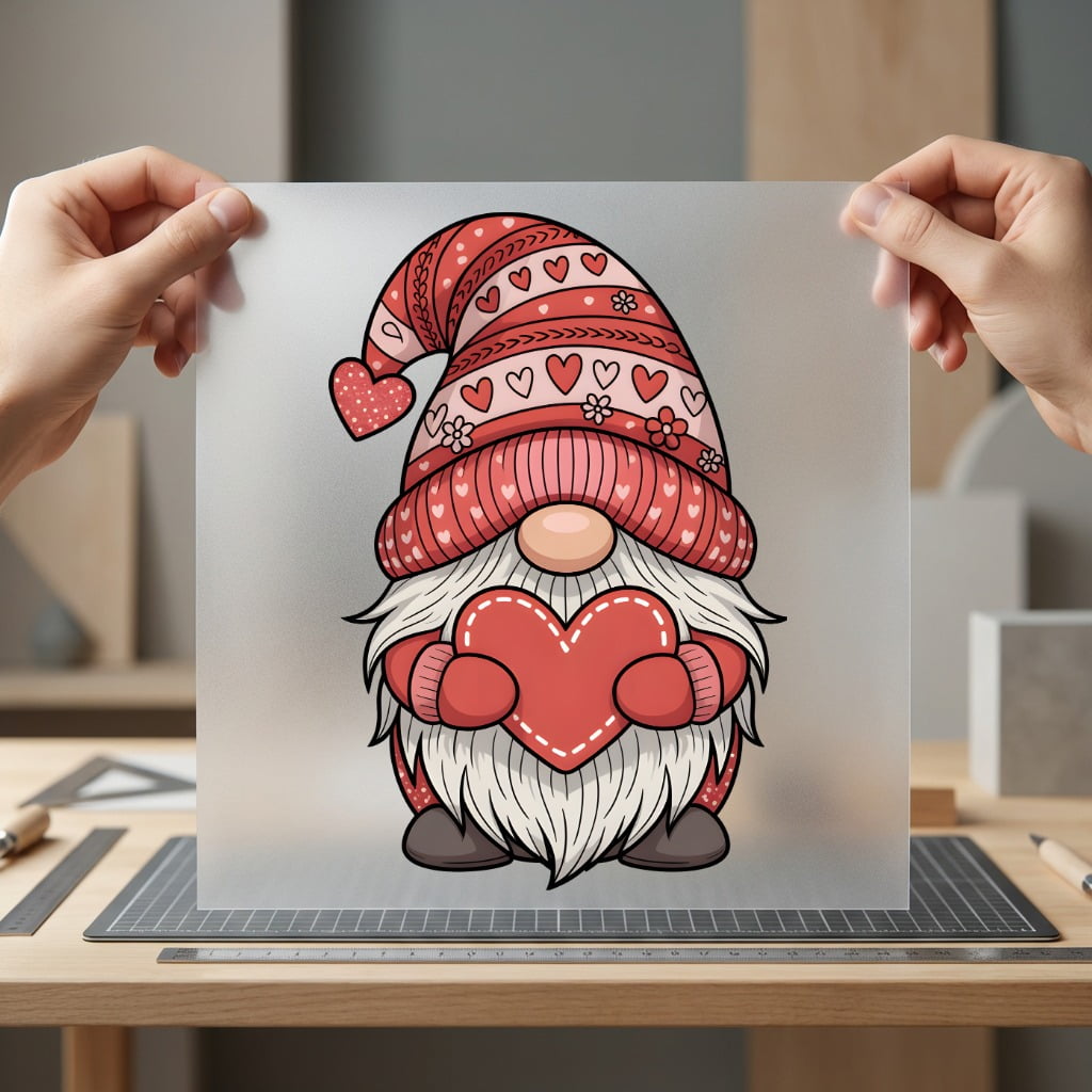 Valentine Gnome Heart Hug Valentine Ready to Press DTF Transfer for Dtf