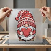 Valentine Gnome Love Heart Valentine Ready to Press DTF Transfer for Dtf