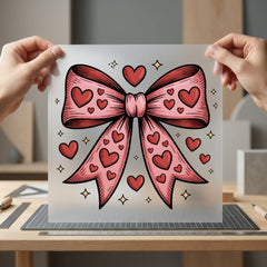 Valentine Hearts Bow Retro Valentine Retro Ready to Press DTF Transfer for Dtf