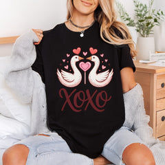 Valentine Swans Xoxo Love Valentine Ready to Press DTF Transfer for Dtf