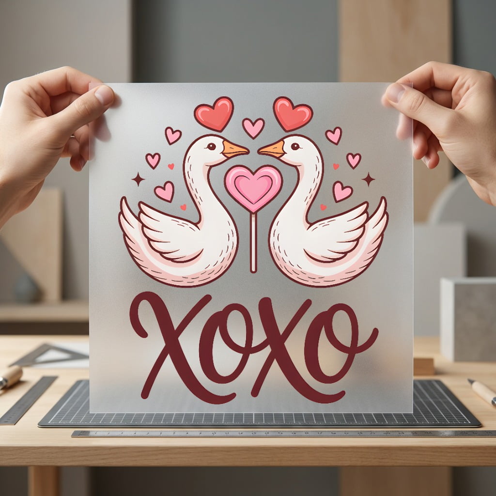 Valentine Swans Xoxo Love Valentine Ready to Press DTF Transfer for Dtf