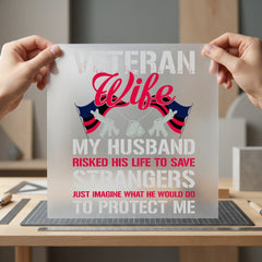 Veteran Wife Military Diy Patriotic Usa Ready to Press DTF Transfer for Dtf