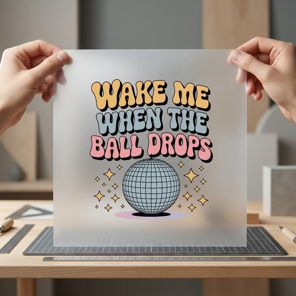 Wake When Ball Drops Funny Sarcastic Ready to Press DTF Transfer for Dtf