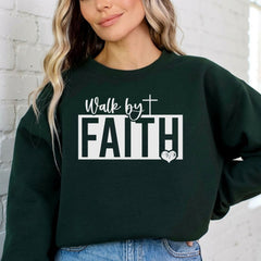 Walk by Faith | Cross & Heart Sweatshirt - Luckets.com