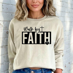 Walk by Faith | Cross & Heart Sweatshirt - Luckets.com