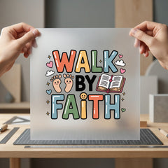 Walk Faith Inspirational Diy Christian Faith Ready to Press DTF Transfer for Dtf