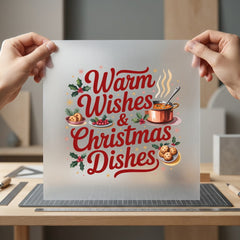Warm Wishes Christmas Dishes Christmas Winter Ready to Press DTF Transfer for Dtf