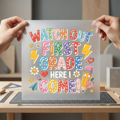 Watch Out First Grade Funny Ready to Press DTF Transfer for Dtf