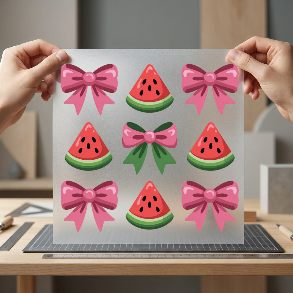 Watermelon Bows Summer Diy Summer Aesthetic Ready to Press DTF Transfer for Dtf