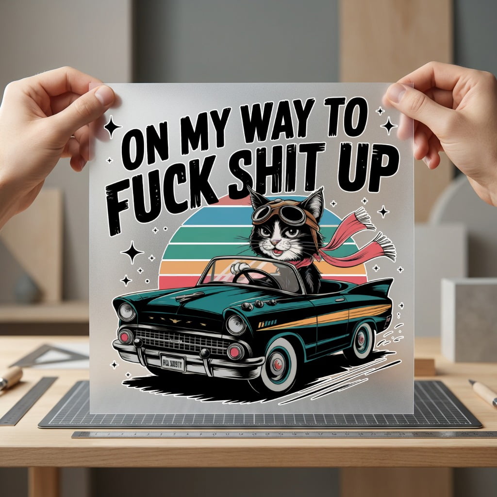 Way Fuck Shit Cat Funny Sarcastic Ready to Press DTF Transfer for Dtf
