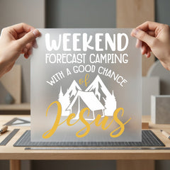 Weekend Forecast Camping Christian Christian Faith Ready to Press DTF Transfer for Dtf