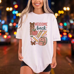 Welcome Back Leopard School Vintage Retro Ready to Press DTF Transfer for Dtf