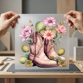 Western Boots Cactus Blooms Usa Boho Ready to Press DTF Transfer for Dtf