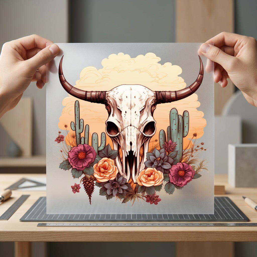 Western Floral Skull Boho Usa Boho Ready to Press DTF Transfer for Dtf