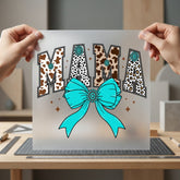 Western Mama Teal Bow Usa Mom Ready to Press DTF Transfer for Dtf