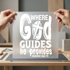 Where God Guides Provides Christian Faith Ready to Press DTF Transfer for Dtf