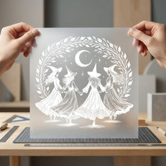 Witch Circle Dance Mystical Halloween Ready to Press DTF Transfer for Dtf