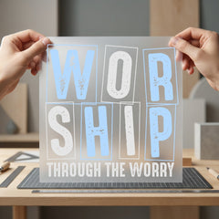 Worship Through Worry Faith-inspired Christian Faith Ready to Press DTF Transfer for Dtf