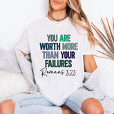 Worth More Than Failures | Romans 3:23 Identity Tee - Luckets.com