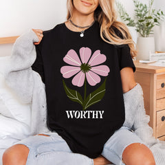 Worthy Pink Daisy Floral Boho Aesthetic Ready to Press DTF Transfer for Dtf