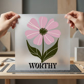 Worthy Pink Daisy Floral Boho Aesthetic Ready to Press DTF Transfer for Dtf