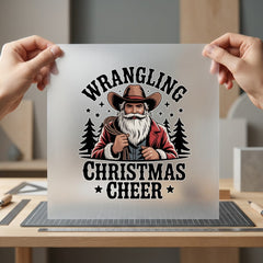 Wrangling Christmas Cheer Cowboy Usa Christmas Ready to Press DTF Transfer for Dtf