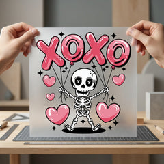Xoxo Skeleton Love Valentine Halloween Valentine Ready to Press DTF Transfer for Dtf