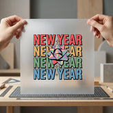 Year Retro Bow Vibrant Retro Aesthetic Ready to Press DTF Transfer for Dtf