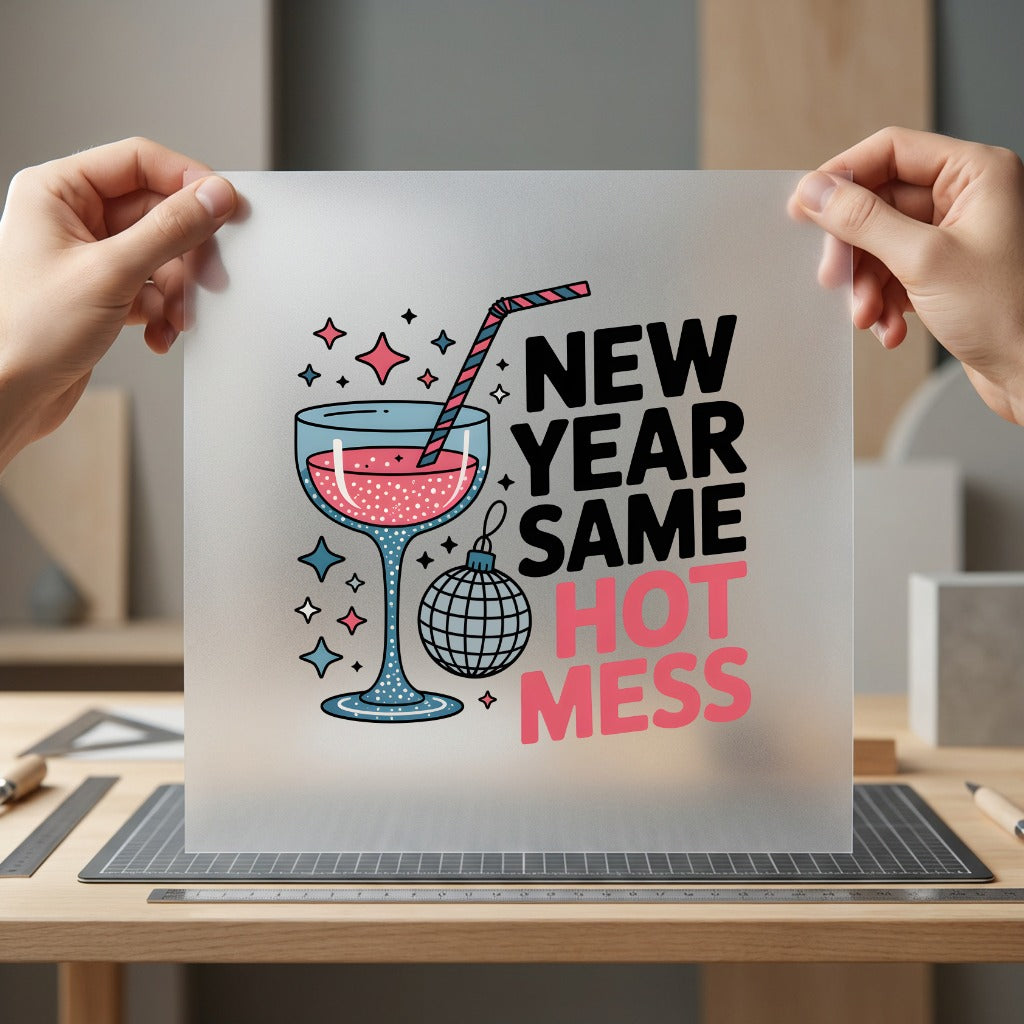 Year Same Hot Mess Christmas Mom Ready to Press DTF Transfer for Dtf