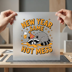 Year Same Hot Mess Funny Sarcastic Ready to Press DTF Transfer for Dtf
