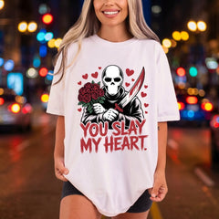 You Slay Heart Skeleton Halloween Valentine Ready to Press DTF Transfer for Dtf